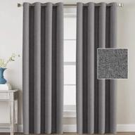 grey linen blackout curtains 84 inches long for bedroom or living room - thermal insulated, textured burlap effect, grommet window draperies, set of 2 panels from h.versailtex логотип