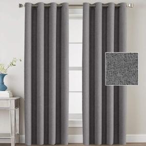 img 4 attached to Grey Linen Blackout Curtains 84 Inches Long For Bedroom Or Living Room - Thermal Insulated, Textured Burlap Effect, Grommet Window Draperies, Set Of 2 Panels From H.VERSAILTEX