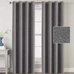 grey linen blackout curtains 84 inches long for bedroom or living room - thermal insulated, textured burlap effect, grommet window draperies, set of 2 panels from h.versailtex logo
