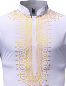 img 2 attached to Gold Printed Dashiki Shirt For Men - Traditional African Style With Luxury Metallic Details By LucMatton