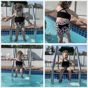 img 3 attached to Baby Girls Swimsuit Tassels Bikini 2-Piece Bathing Suit Summer Beach Outfit Set