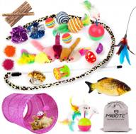 28pcs cat toys variety - kitten tunnel, fish teaser wand, fluffy mouse & more! logo