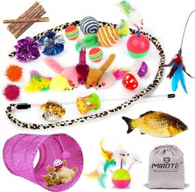 img 4 attached to 28Pcs Cat Toys Variety - Kitten Tunnel, Fish Teaser Wand, Fluffy Mouse & More!