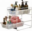 🚿 white 2 tier under sink organizer and storage with dividers - bathroom counter shelf and cabinet baskets logo