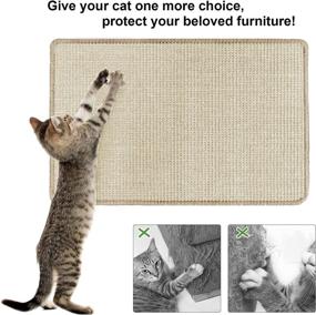 img 3 attached to 🐱 Durable Natural Sisal Cat Scratcher Mat - Horizontal Cat Floor Scratching Pad Rug for Carpets and Sofas - White, 11.8''*15.7''