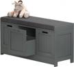 storage bench with 2 cabinets, drawer and cushion - entryway organizer for shoes, home office or bedroom - grey logo