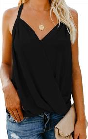 img 3 attached to Niitawm Women'S Halter Neck Chiffon Sleeveless Draped Wrap Camisole Tunic Tops For A Sexy Look