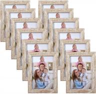 rustic charm: giftgarden's set of 12 distressed beige white picture frames for wall or tabletop display логотип