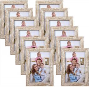 img 4 attached to Rustic Charm: Giftgarden'S Set Of 12 Distressed Beige White Picture Frames For Wall Or Tabletop Display