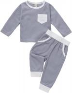 cute unisex infant sweatsuit set: crewneck sweatshirt and long sleeve pullover top with matching pants for fall/winter baby outfits logo