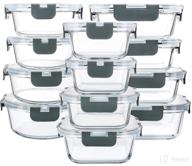 🍱 premium 24-piece glass food storage containers: upgraded snap locking lids, airtight lunch containers for meal prep - microwave, oven, freezer, dishwasher safe logo