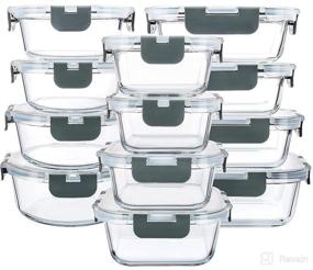 img 4 attached to 🍱 Premium 24-Piece Glass Food Storage Containers: Upgraded Snap Locking Lids, Airtight Lunch Containers for Meal Prep - Microwave, Oven, Freezer, Dishwasher Safe