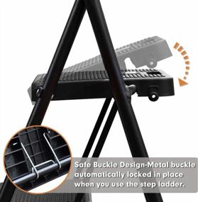 img 3 attached to 500Lbs Sturdy Steel HBTower 3 Step Ladder - Folding, Lightweight, Portable With Wide Anti-Slip Pedal & Convenient Handgrip