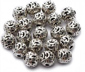 img 1 attached to BRCbeads 8Mm Round Hollow Style #6 Tibetan Silver Metal Spacer Beads 20Pcs Per Bag For Jewelry Making Findings