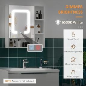 img 1 attached to White LED Lighted Medicine Cabinet With Mirror Door, Wall-Mounted Bathroom Vanity Organizer Featuring Dimmer Touch Switch And USB Charging