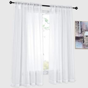 img 4 attached to Add Elegance To Your Home With DONREN'S White Sheer Voile Curtains, Perfect For Bedroom, Kitchen, And Small Windows