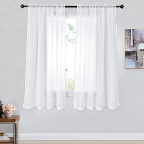 img 3 attached to Add Elegance To Your Home With DONREN'S White Sheer Voile Curtains, Perfect For Bedroom, Kitchen, And Small Windows