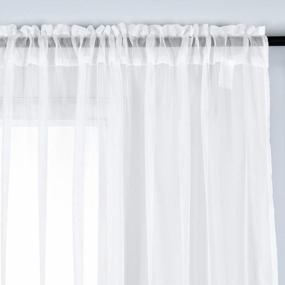 img 2 attached to Add Elegance To Your Home With DONREN'S White Sheer Voile Curtains, Perfect For Bedroom, Kitchen, And Small Windows