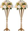 2 pcs tabletop metal wedding flower trumpet vase, 16.5 inch tall table decorative centerpiece, artificial flower arrangements for anniversary ceremony party birthday event aisle home decoration (gold) logo