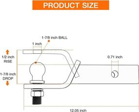 img 1 attached to 🚗 Sulythw Trailer Hitch Ball Mount: 2" Drop, 1/2" Rise, 1-7/8" Ball & Pin Included | Class Ⅲ/Ⅳ Fit | 5,000 lbs Capacity