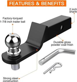 img 2 attached to 🚗 Sulythw Trailer Hitch Ball Mount: 2" Drop, 1/2" Rise, 1-7/8" Ball & Pin Included | Class Ⅲ/Ⅳ Fit | 5,000 lbs Capacity