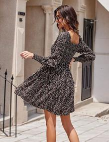 img 3 attached to Women'S Smocked Puff Long Sleeve Floral Dress Square Neck Casual Dresses By Beyove