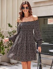 img 2 attached to Women'S Smocked Puff Long Sleeve Floral Dress Square Neck Casual Dresses By Beyove