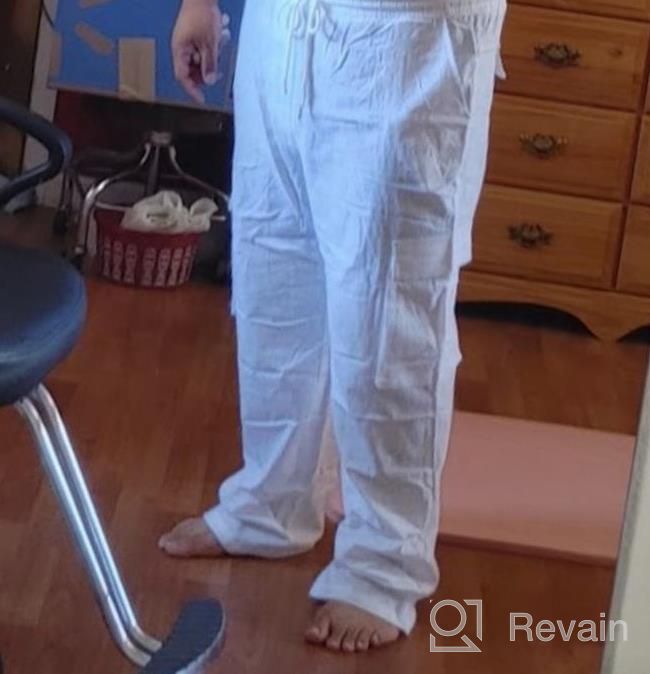 img 1 attached to Stay Stylish And Comfy This Summer With PASLTER Men'S Loose Fit Linen Cargo Pants With Pockets review by Jaie Bobin