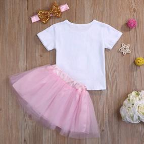 img 2 attached to Girls Big Sister Outfit Short Sleeve T-Shirt Top+Tutu Skirt Headband Clothing Set For Toddler Baby Kid