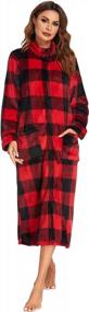 img 4 attached to MAXMODA Women'S Plaid Fleece Robe - Long, Warm & Soft Housecoat W/ Pockets