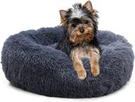 calming dog bed for small to medium dogs – anti-anxiety deep sleep fluffy round donut puppy bed, suitable for 10-45 lbs pets, washable logo