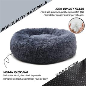 img 3 attached to Calming Dog Bed for Small to Medium Dogs – Anti-Anxiety Deep Sleep Fluffy Round Donut Puppy Bed, Suitable for 10-45 Lbs Pets, Washable