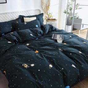 img 1 attached to 🌌 ORIHOME Boys Queen Duvet Cover Set: Super Soft Planet Cosmic Bedding | 90x90 Inches + 2 Pillowcases