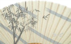 img 1 attached to Folding Hand Held Fan For Women - Bamboo Forest Fabric Sleeve Protection - Chinese Japanese Vintage Retro Style Wedding Dancing Church Party Gifts (White)