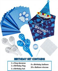 img 1 attached to Celebrate Your Pup'S Big Day With TCBOYING'S 11-Piece Dog Birthday Set – Blue Bandana, Hat, Scarf, Flags, Balloons & More!