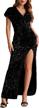 sparkling v-neck bodycon sequin evening gown with thigh-high slit for women by berrygo logo
