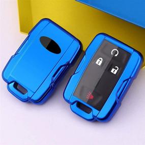 img 2 attached to Royalfox TPU Keyless Remote Key Fob Case Cover for GMC Acadia Terrain Sierra Yukon: Full Protection in Blue