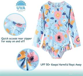 img 2 attached to 👶 Long Sleeve Rash Guard Swimshirts for Baby Girls - Sun Protection One Piece Bathing Suits