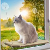 cat window perch by petpawjoy: powerful suction cups, easy to clean, safe cat hammock window seat for big or multiple cats (holds up to 50lbs) logo