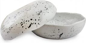 img 1 attached to Roro Hand-Molded Ceramic Stoneware Pasta And Dinner Bowl, Set Of 2 - Lunar White With Speckled Design, 7.5 Inches Diameter X 2.5 Inches Tall Each