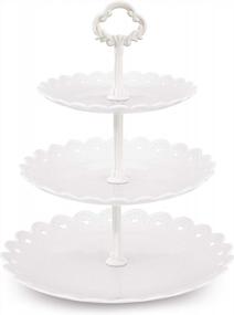img 4 attached to NWK Large 3-Tier Cupcake Stand 10.9Inch Plastic Serving Tray For Wedding Birthday Baby Shower Autumn Halloween Party (White)