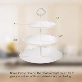 img 3 attached to NWK Large 3-Tier Cupcake Stand 10.9Inch Plastic Serving Tray For Wedding Birthday Baby Shower Autumn Halloween Party (White)