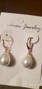 img 5 attached to 18K Gold Plated Handpicked White Pearl Earrings - Dangle Stud Leverback Jewelry For Women Girls