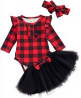 cotton romper playsuit and pink tutu skirt set - perfect princess costume for baby girls with ruffle bow detail логотип