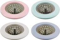 4 pack bnyzwot kitchen silicone sink strainer garbage disposal drain cover catcher plug for kitchen sinks - beige pink blue green logo