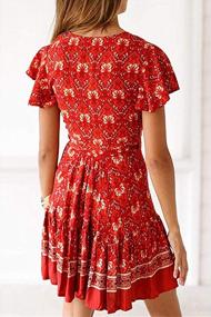 img 3 attached to Minipeach Women'S Summer Self Tie Bohemian Floral Pattern Ruffle A Line Beach Mini Maxi Dresses