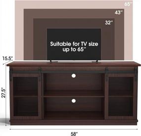 img 2 attached to JUMMICO Farmhouse TV Stand For 65 Inch TVs, Mid Century Modern Entertainment Center For Living Room Bedroom, Television Console Table With Sliding Barn Doors And Storage Cabinets (Sepia)