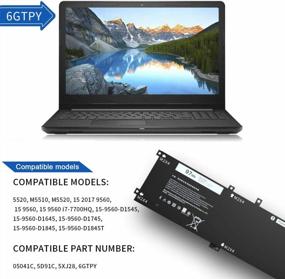 img 1 attached to Сменный аккумулятор для ноутбука емкостью 97 Втч для Dell XPS 15 9560/9550 и Precision 5510/5520/M5520 (6GTPY), совместимый с I7-7700HQ и 5XJ28/I5-7300HQ (удлиненная модель, не для ноутбуков с SDD/HDD)