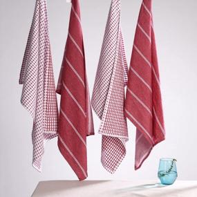 img 3 attached to Boho Chic Kitchen Towels - Set Of 4 Waffle Weave Towels For Drying Dishes & Home Decor, Highly Absorbent 100% Cotton In Crimson