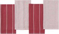 boho chic kitchen towels - set of 4 waffle weave towels for drying dishes & home decor, highly absorbent 100% cotton in crimson logo